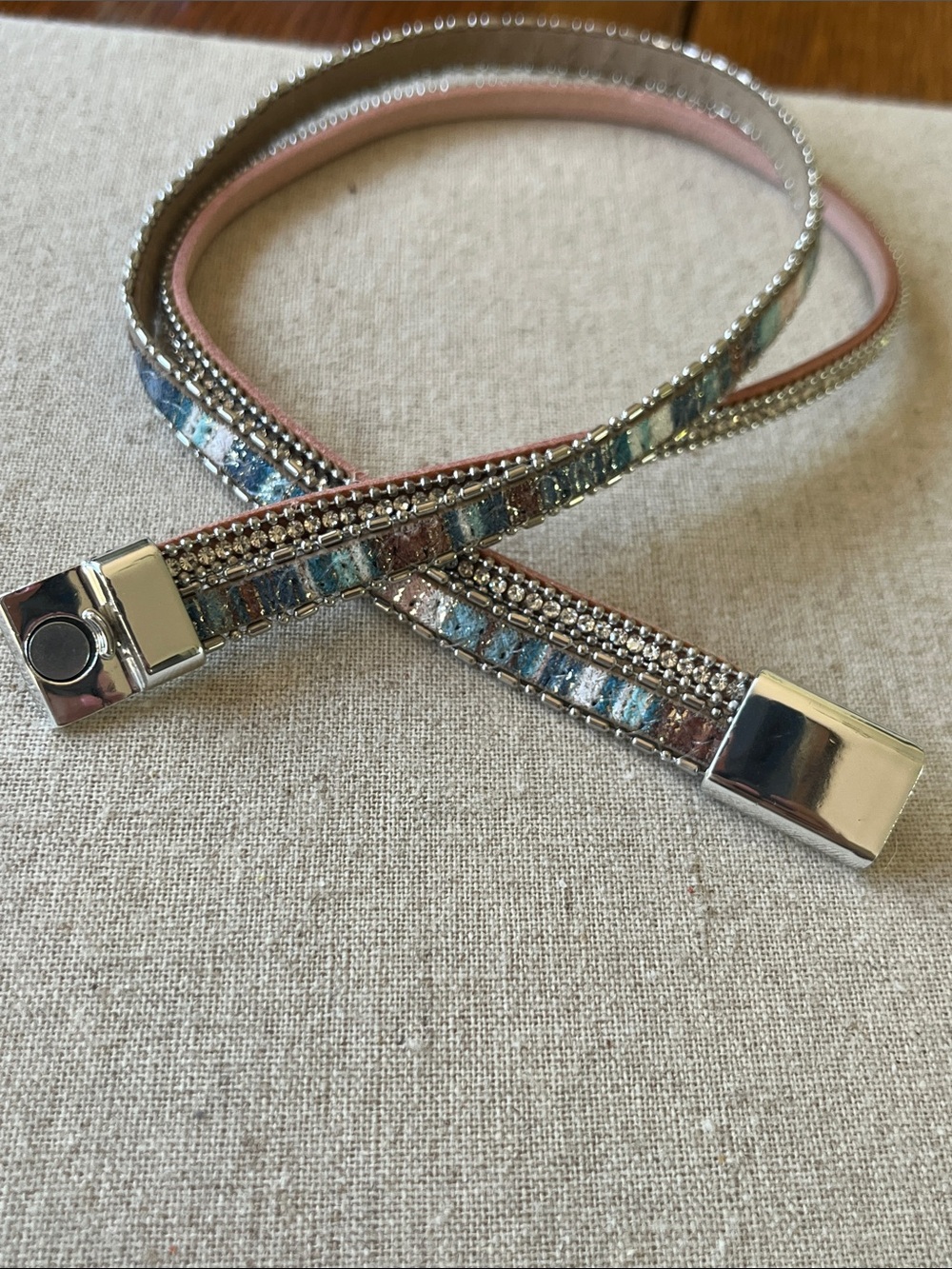 Leather & Rhinestone Wrap Bracelets - Picture 8 of 11